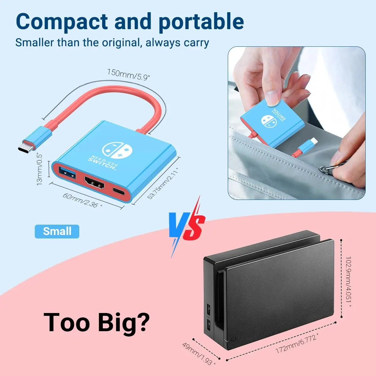 Nouveaux Clients] Concentrateur TYPE-C de station d'accueil portable  Nintendo Switch avec HDMI et USB 3.0 –