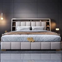 Chambre à coucher Type italien lit moderne esthétique Double rangement têtes De lit multifonction Cama De Lujo Para dortoir meubles 2