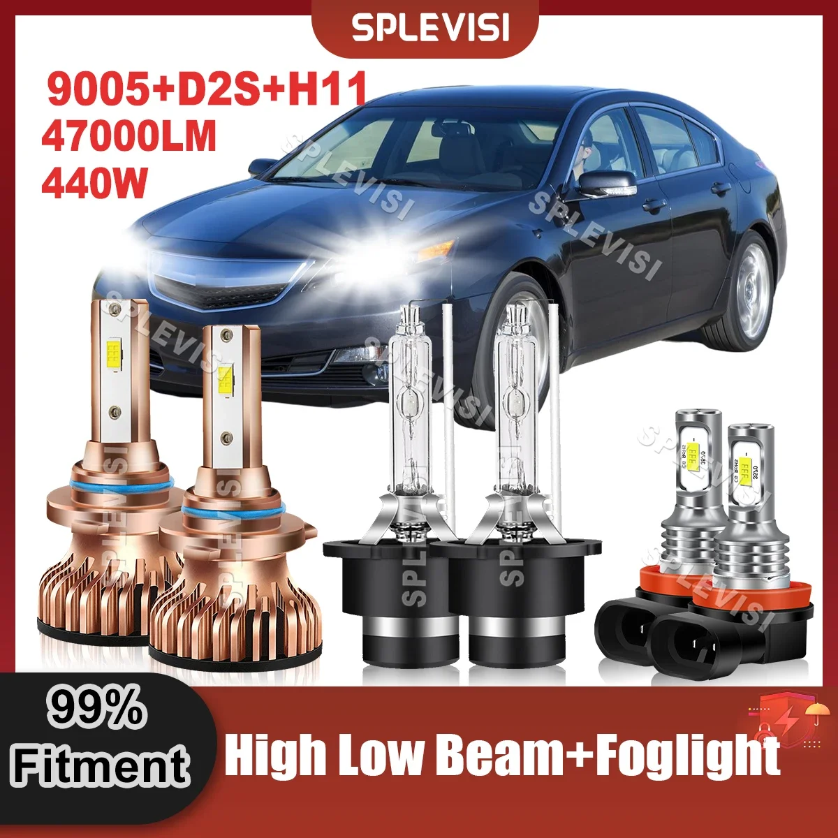 

Car Light Bulbs Combo For Acura TL 2010 2011 2012 2013 2014 Headlight LED High Beam 9005+Low Beam D2S Xenon Lamp+Foglamp H11