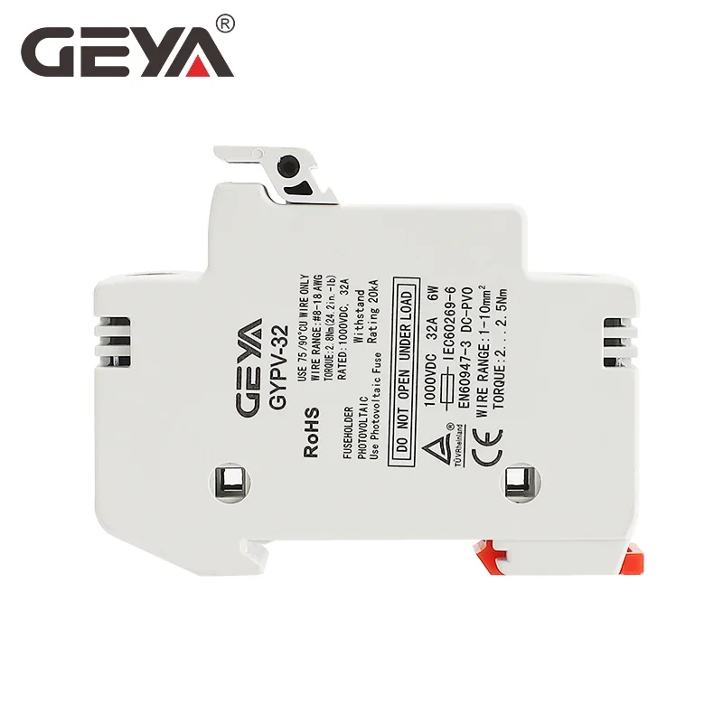 DC Fuse Holder GEYA GYPV-32 1P Solar PV Fuse Holders Suitable for 10*38mm PV Fuse Link for Solar System Protection 1000V DC 10A 20A 30A