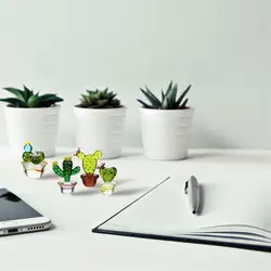 4pcs Home Chic Cactus Bonsai Crafts Glass Decorations Miniatures Ornaments