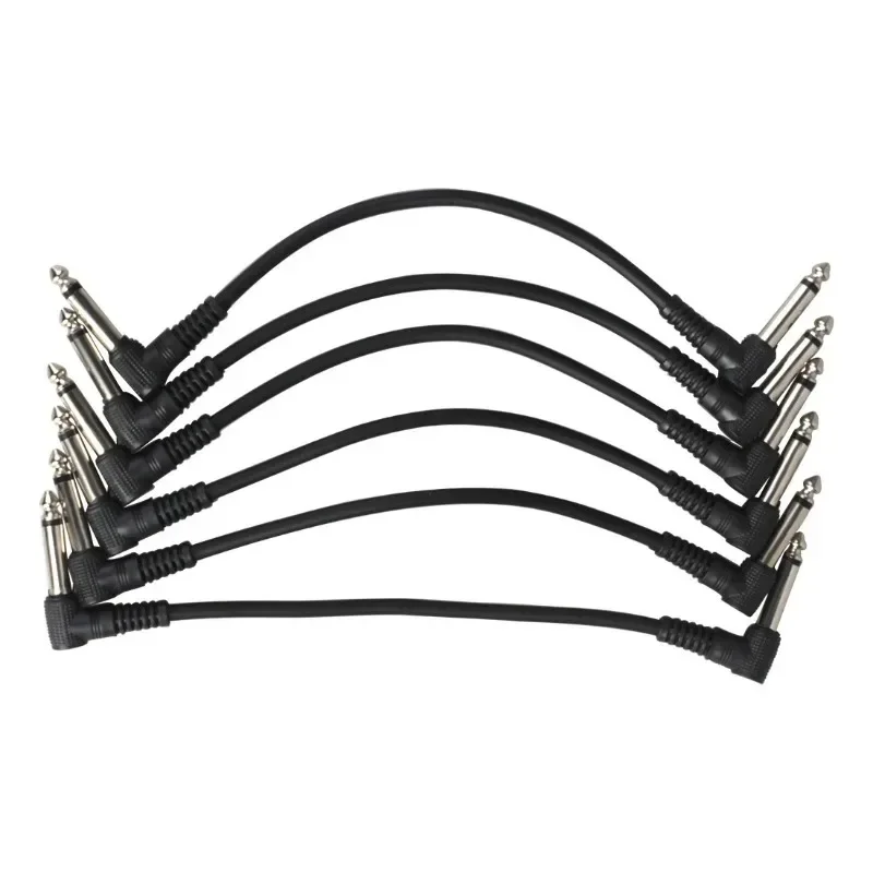 

6Pcs Guitar Effect Pedal Cable Connecting Line 6.35Mm To 6.35Mm Audio Cable 21Cm Right Angle Cord Copper Wire Guitar Accessories