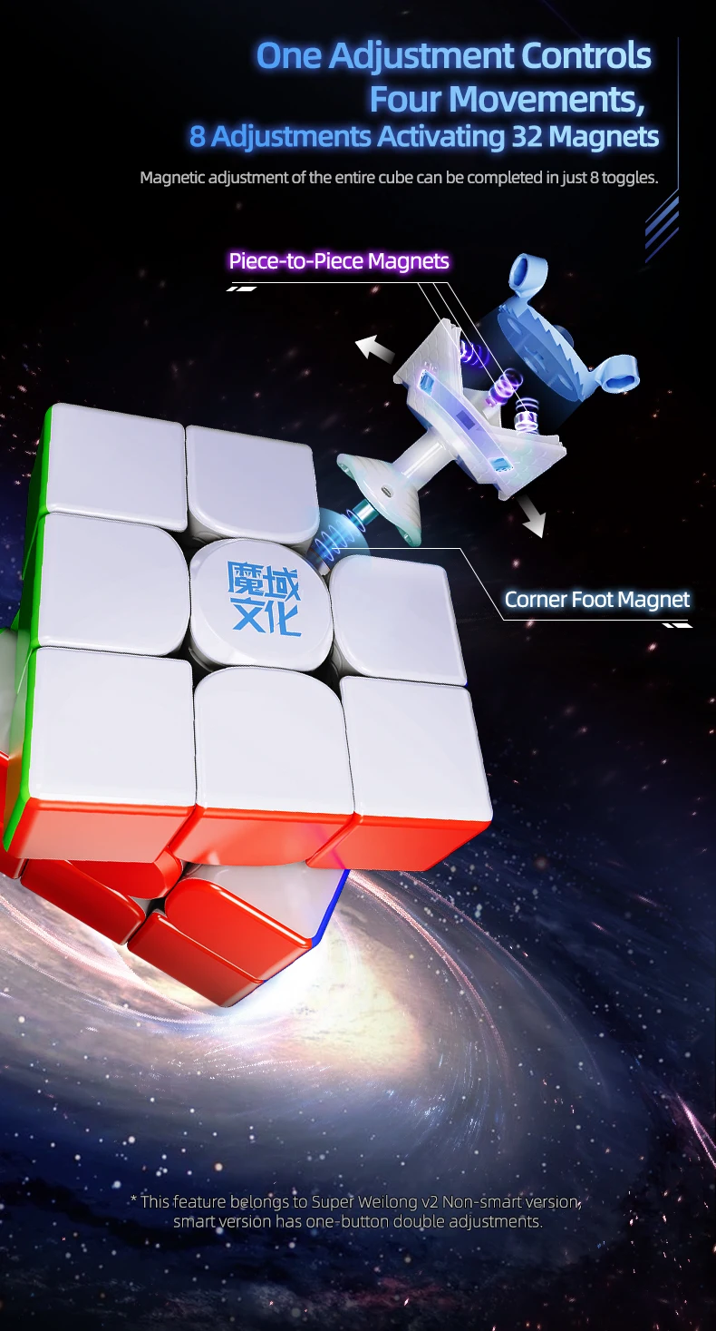 MOYU Super Weilong V2 AI 3X3X3 Magnetic Magic Speed Cube Super Weilong V2 20M Maglev UV Magico Puzzle