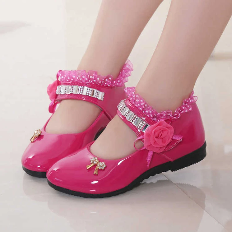 KidShoe2023NewFlowerGirlShoePrimaveraOutonoPrincesaLacePU