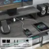 Vabches Computer Desk with Monitor Stand&LED Light Reversible Gaming Desk with Charging Station&Storage Shelves for Home Office 6