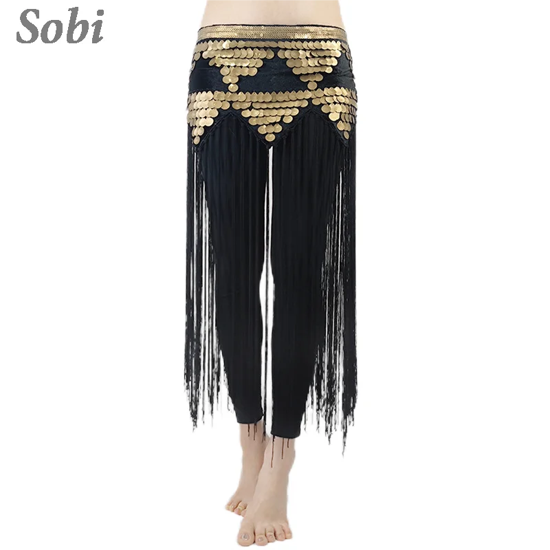 

New Oriental Belly Dance Hip Scarf Tribal Indian Sequin Tassel Dance Hip Belt Glitter Fringe Waist Scarves Performance Wrap Belt