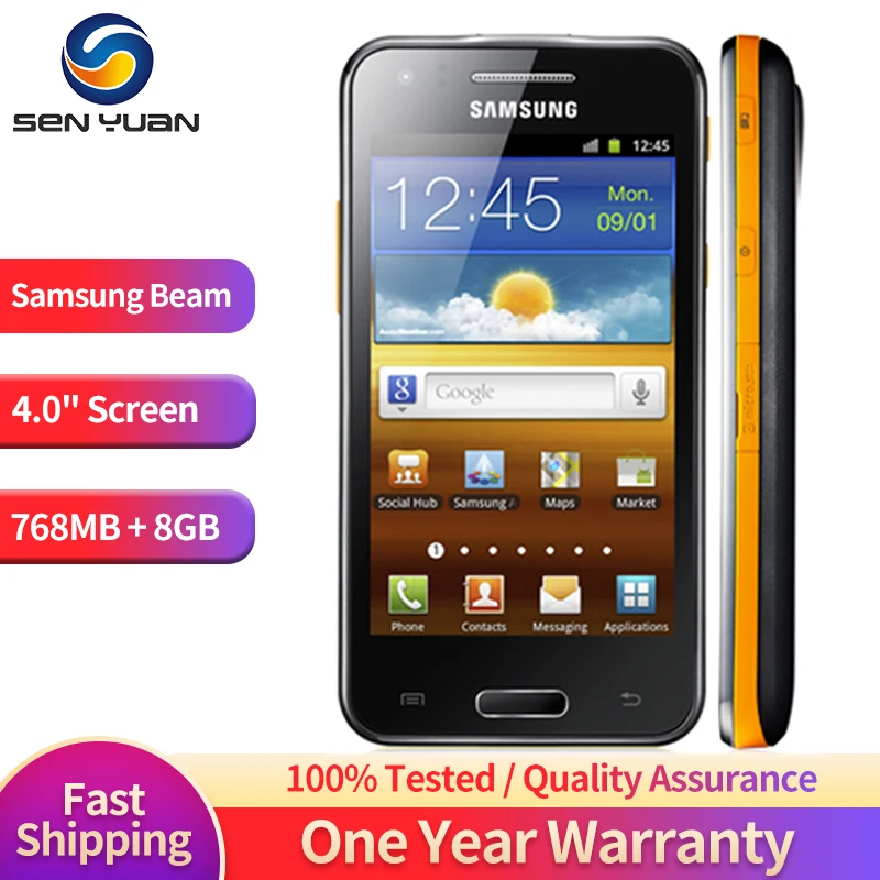 

Original Samsung i8530 Galaxy Beam 3G Mobile Phone 4.0" 768MB RAM 8GB ROM 5MP+1.3MP WiFi CellPhone Quad-Core Android Smartphone