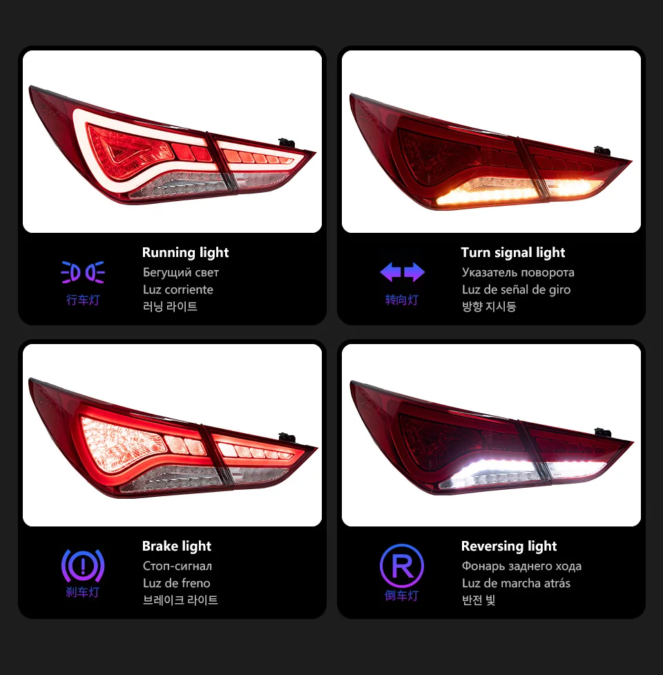 Car Lights for Hyundai Sonata 8 LED Tail Light 2011-2015 Sonata 8 Rear Stop Lamp Brake Signal DRL Reverse Automotive Accessories