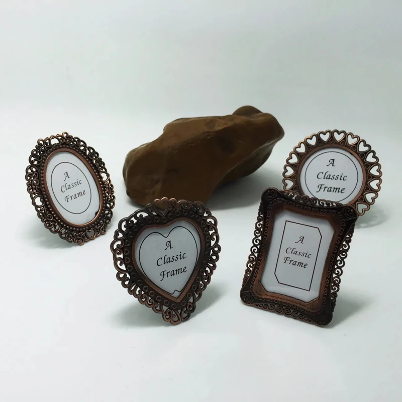 Marcos de fotos dorados/plateados para bebé y niño, Mini soporte de Metal para escritorio, estilo Retro, para regalo de boda