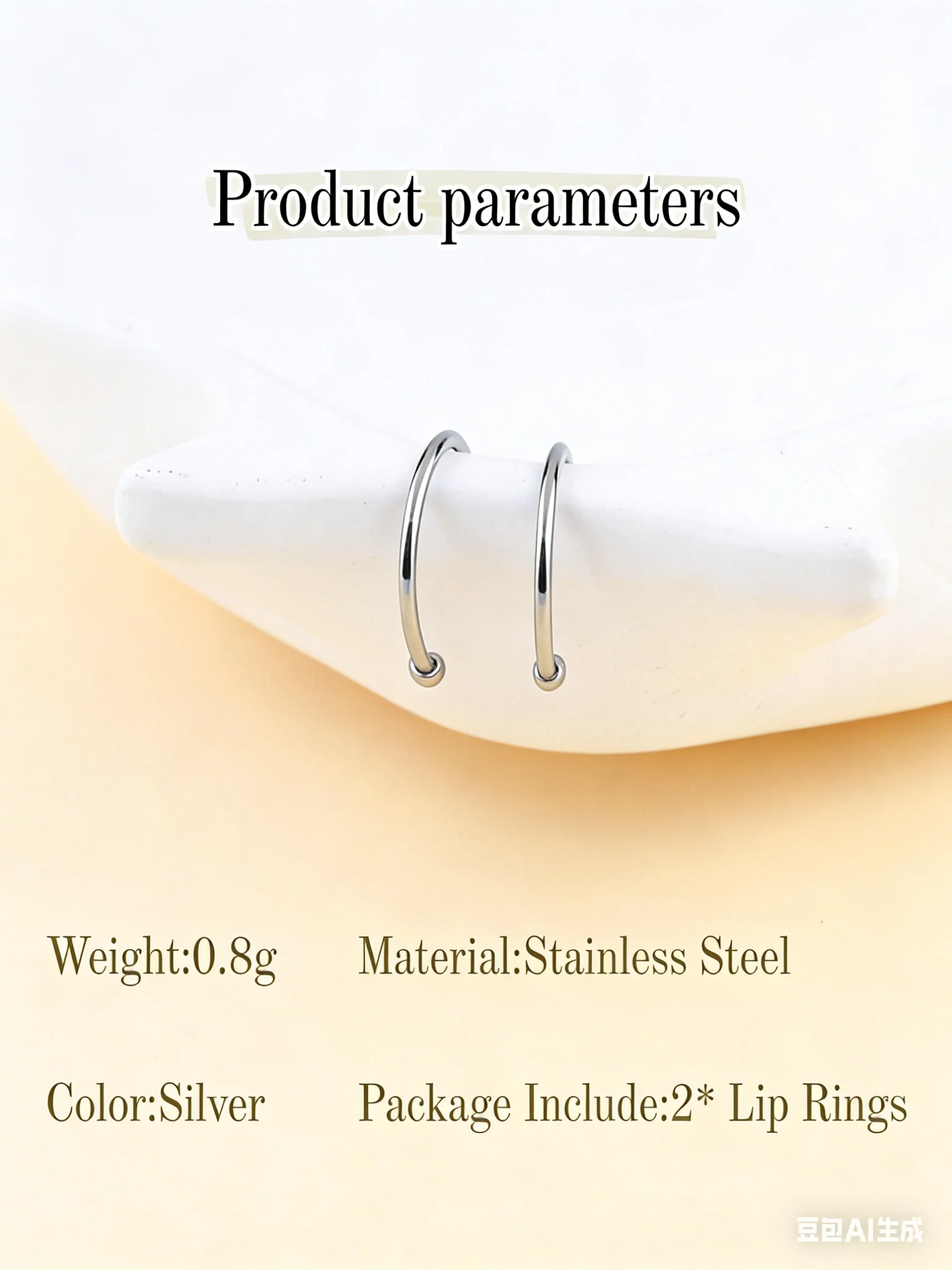 304 Edelstahl C-Form Fake-Lippenring Ohne Piercing Punk Hip-Hop Unisex-Schmuck Einzeln Verpackt – Detail 8