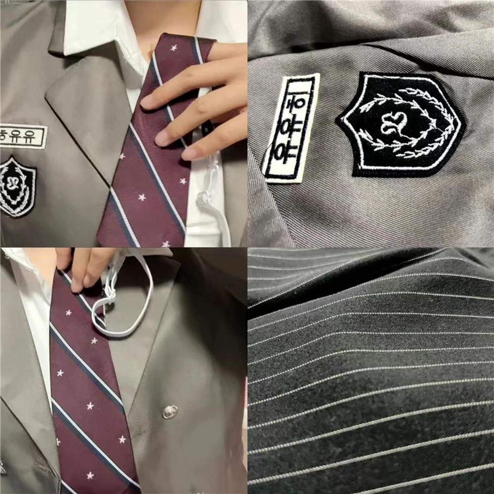 American Sugar Spicy Girls JK Uniform Suit Sexy Slim Women Preppy College Style Summer Suit Grey Coat + Shirt +Tie + Hip Skirt
