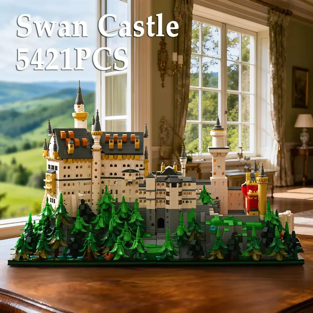 Neues Schwanensee-Bausteinset Mittelalterliche Burg-Architektur Modulares Montagemodell DIY Kreatives Spielzeug Erwachsenen-Geschenk 5421 Teile – Detail 1