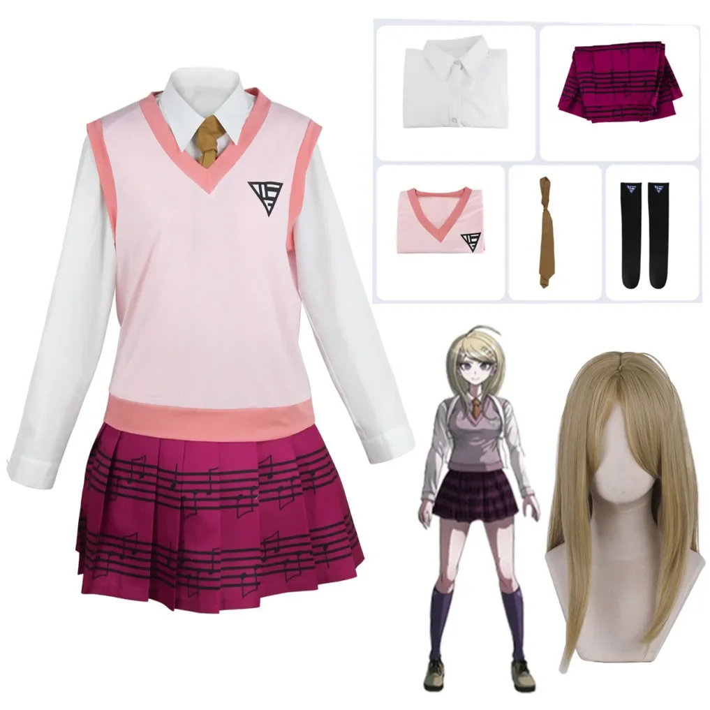 

Anime Danganronpa Kaede Akamatsu Cosplay Costumes Dress Halloween Costumes for Women Vestido Role Play Clothing JK Uniform Suit