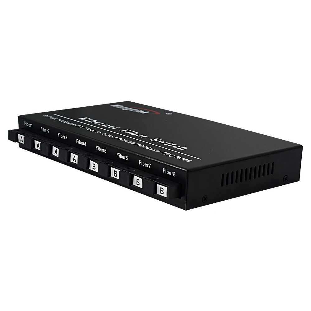 Wanglink Ethernet Fiber Switch 8-Port 100Base-FX Fiber to 2-Port 10/100/1000Base-T(X) RJ45 Ethernet Optical Fiber Switch
