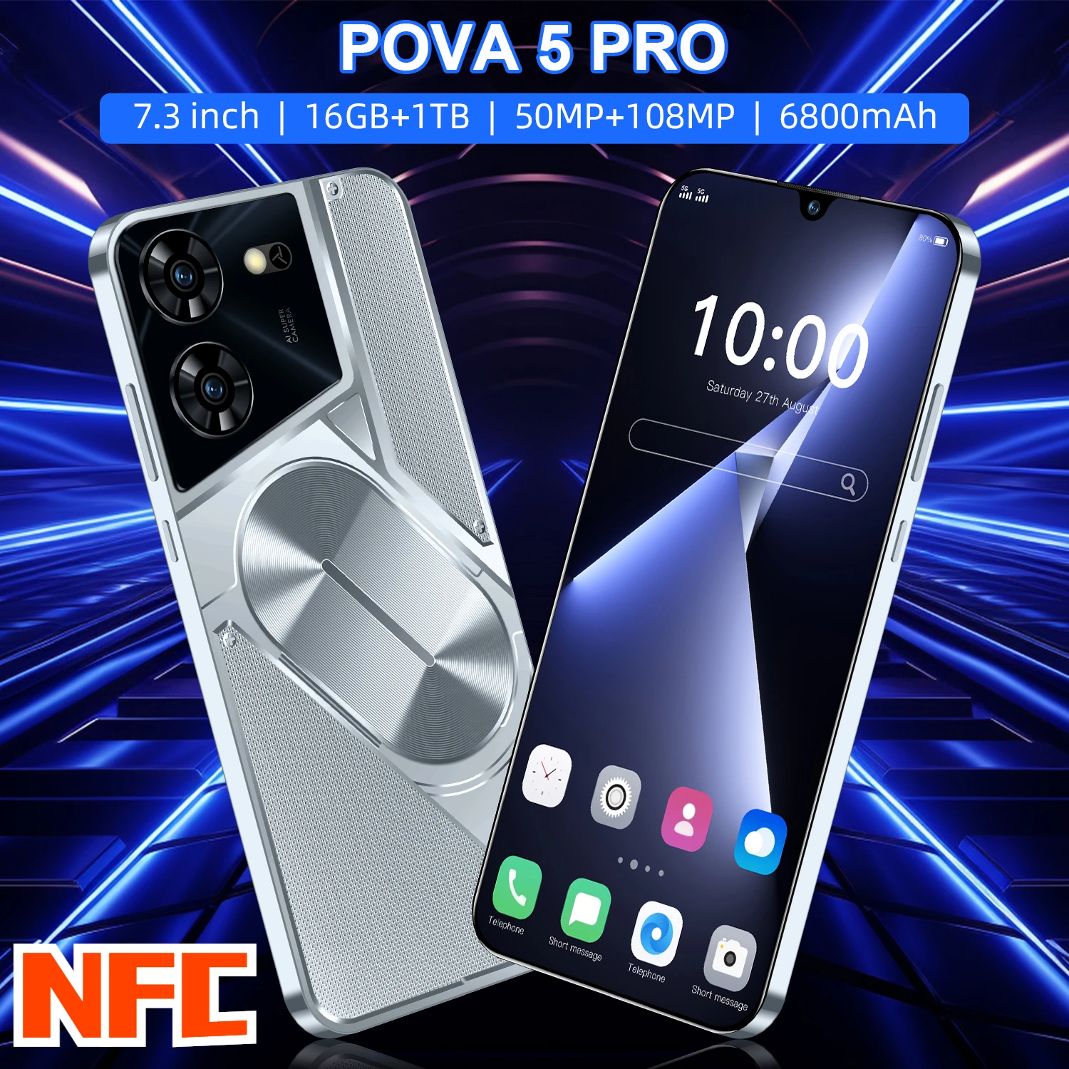 

Оригинальный смартфон глобальная версия Pova 5 Pro, 9300 дюймов, 16 ГБ + 1 ТБ, 6800 мАч, 50 Мп + Мп, 4G