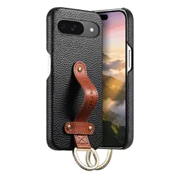 Luxury Leather Shockproof Protective Phone Case with Wrist Strap - Google Pixel 8 Pro (Black)