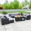 7 Piece Outdoor Furniture Set, Set Non-Slip Cushions & Waterproof Cover, 45 Inch Outdoor Propane Fire Pit Table Patio Sets 1