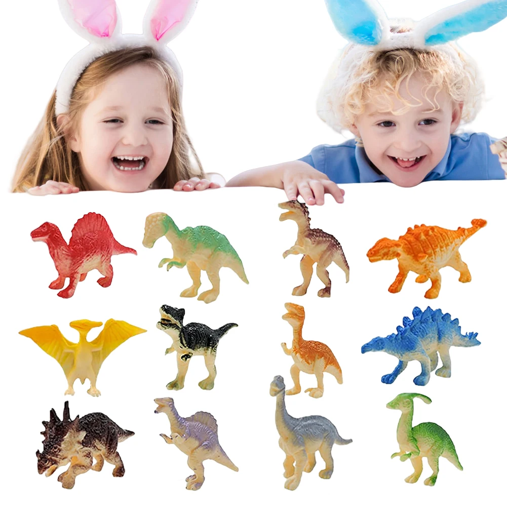 12 Pack Prefilled Easter Eggs with Dinosaur Toys Easter Basket Stuffers Surprise Easter Eggs for Kids Easter Egg Hunt Game
