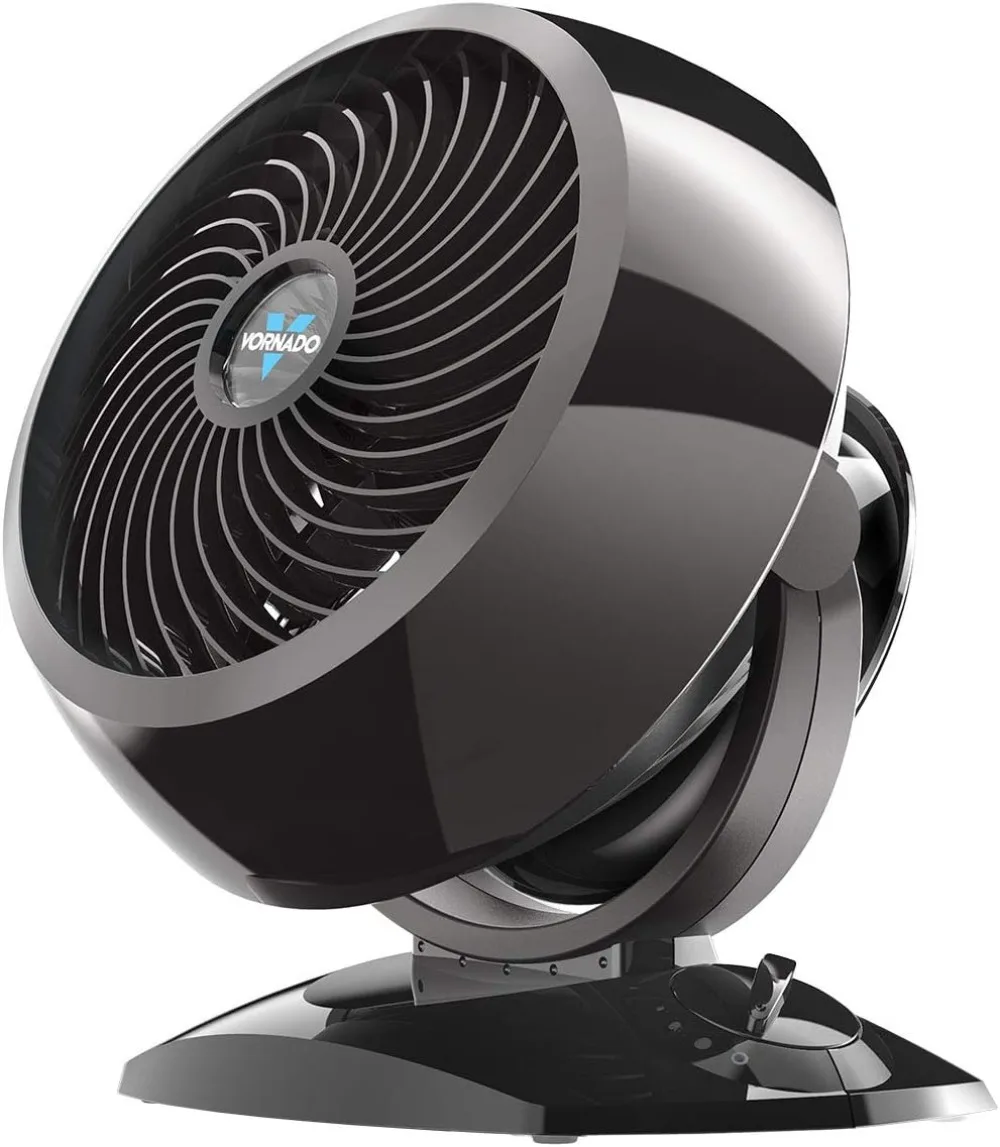 

Small Full-room Air Circulation Fan with Base-mounted Controller 3 Speed Settings Multi-directional Airflow