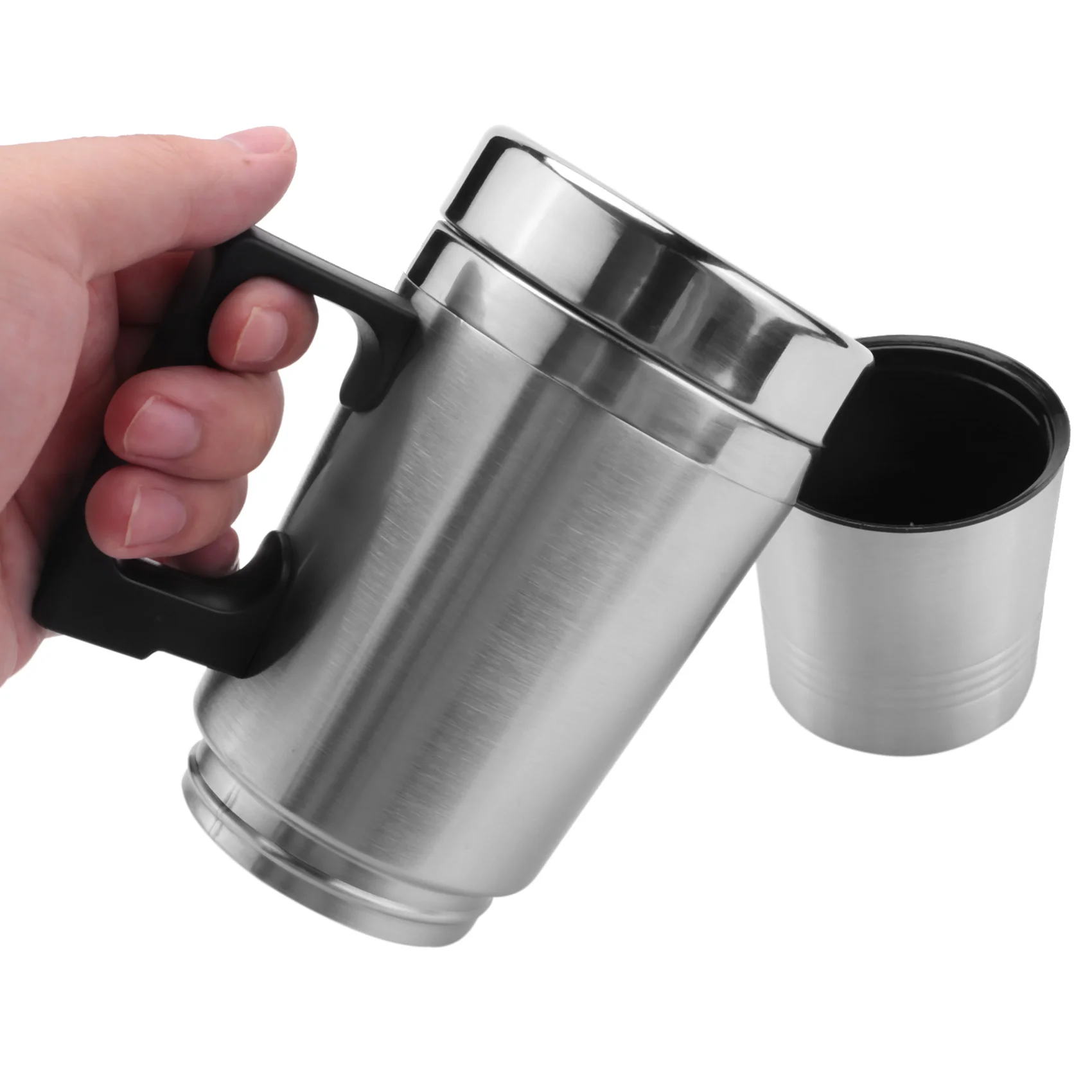 A54K-차량용 히팅 주전자, 간편한 12V 300ml 휴대용 차량용 커피 메이커 티포트 차량용 히팅 컵 뚜껑 야외용 물병 전기