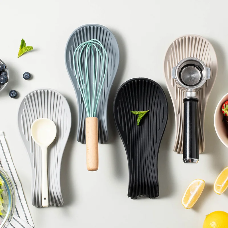 Silicone Kitchenware Tray Kitchen Spatula Soup Spoon Silicone Spoon Holder Household Thick Insulated Spoon Pad