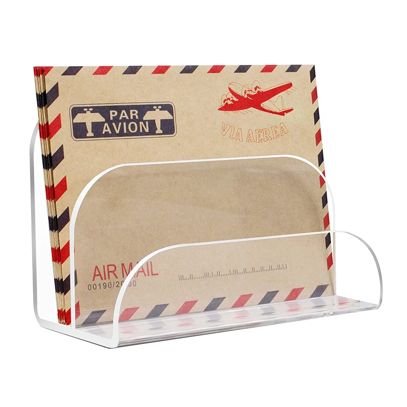 Desk Envelope Holder Acrylic Letter Organizer For Home Office School Bill Filling Paper Document