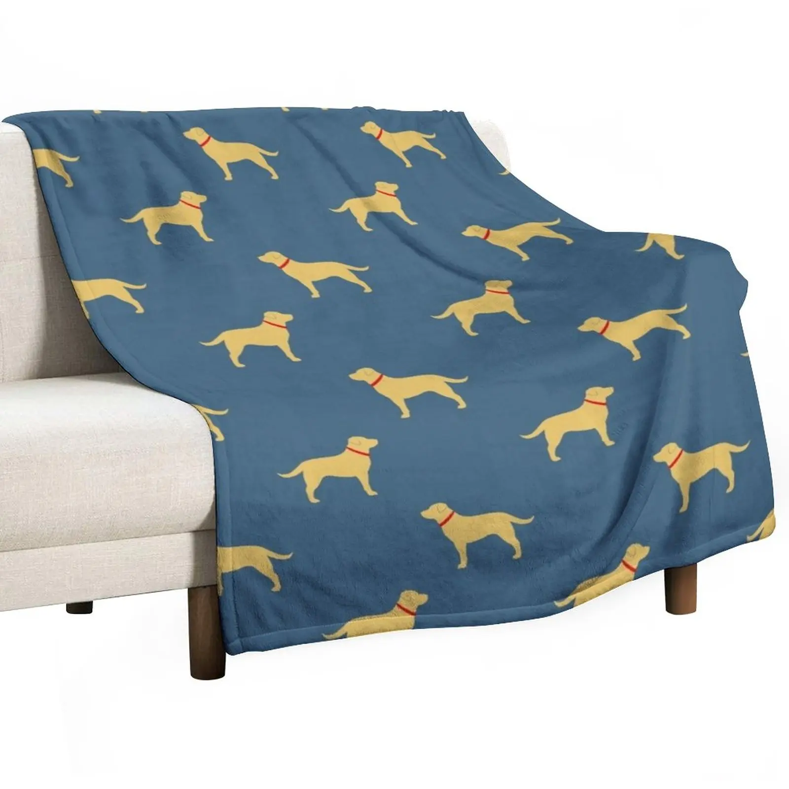 Yellow Labrador Retriever Dog Silhouette(s) Throw Blanket Thermal