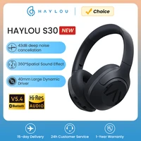 HAYLOU S30 Wireless Bluetooth 5.4 Headphones 43dB Adaptive Noise Cancelling Headsets 40mm Driver 80H Playtime Earphones