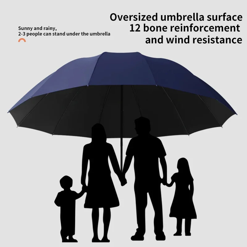 Folding Umbrella Super Large Foldable Umbrella With Black Glue Sun Protection Reinforced 12 Bones Sturdy For Men Women