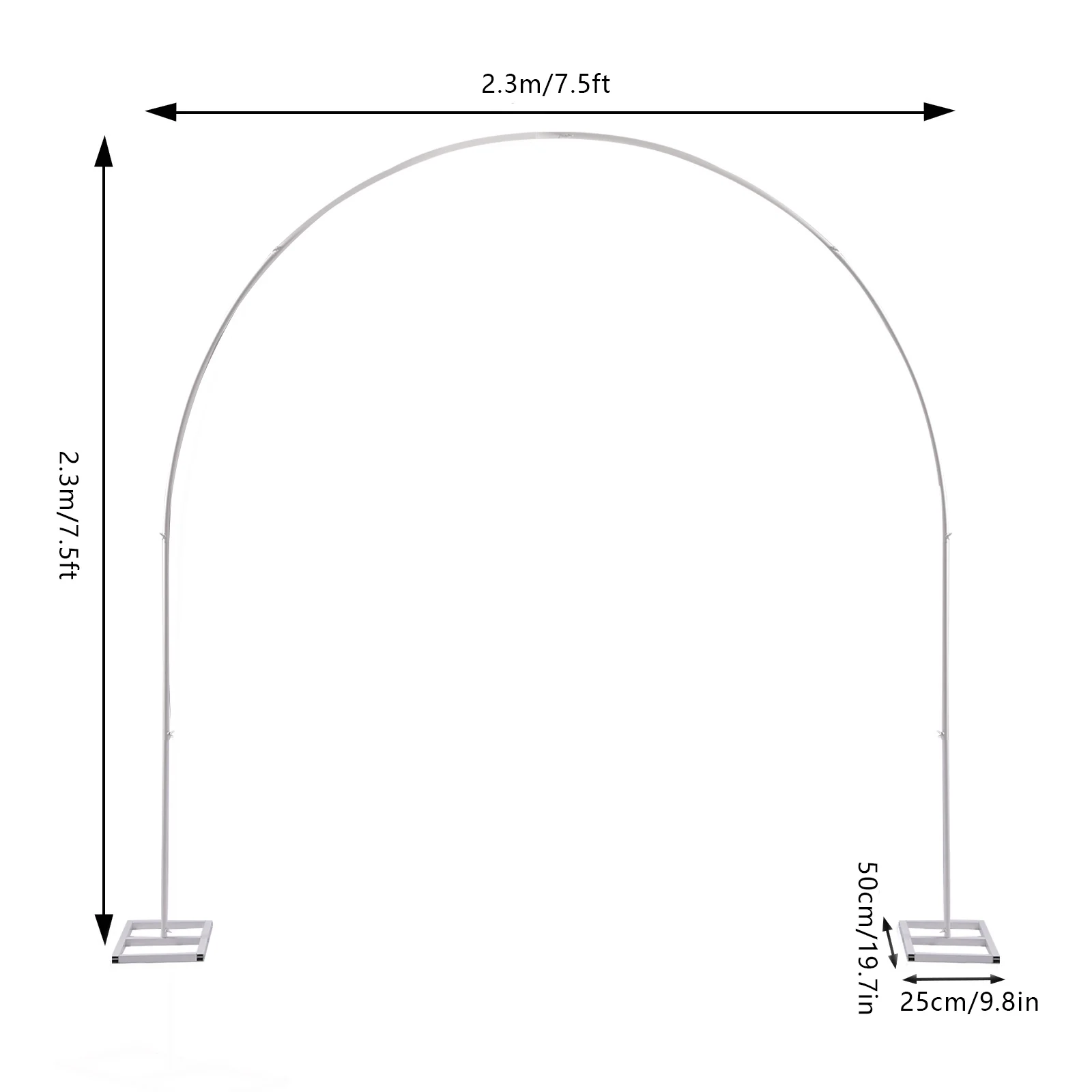 7.5ft Metal Wedding Arch, Balloon Arch Backdrop Arch Stand for Wedding, Bridal, Garden, Yard, Indoor Outdoor Party Decoration