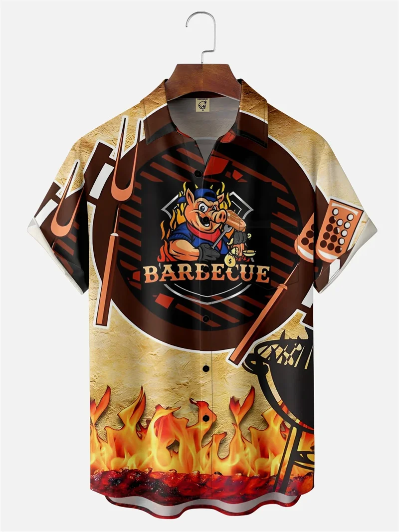Funny Hot Dog 3d Printed Men Shirts Summer Loose Lapel Short Sleeve Street Tops Women Kid Cartoon Hamburger Hawaiian Shirts