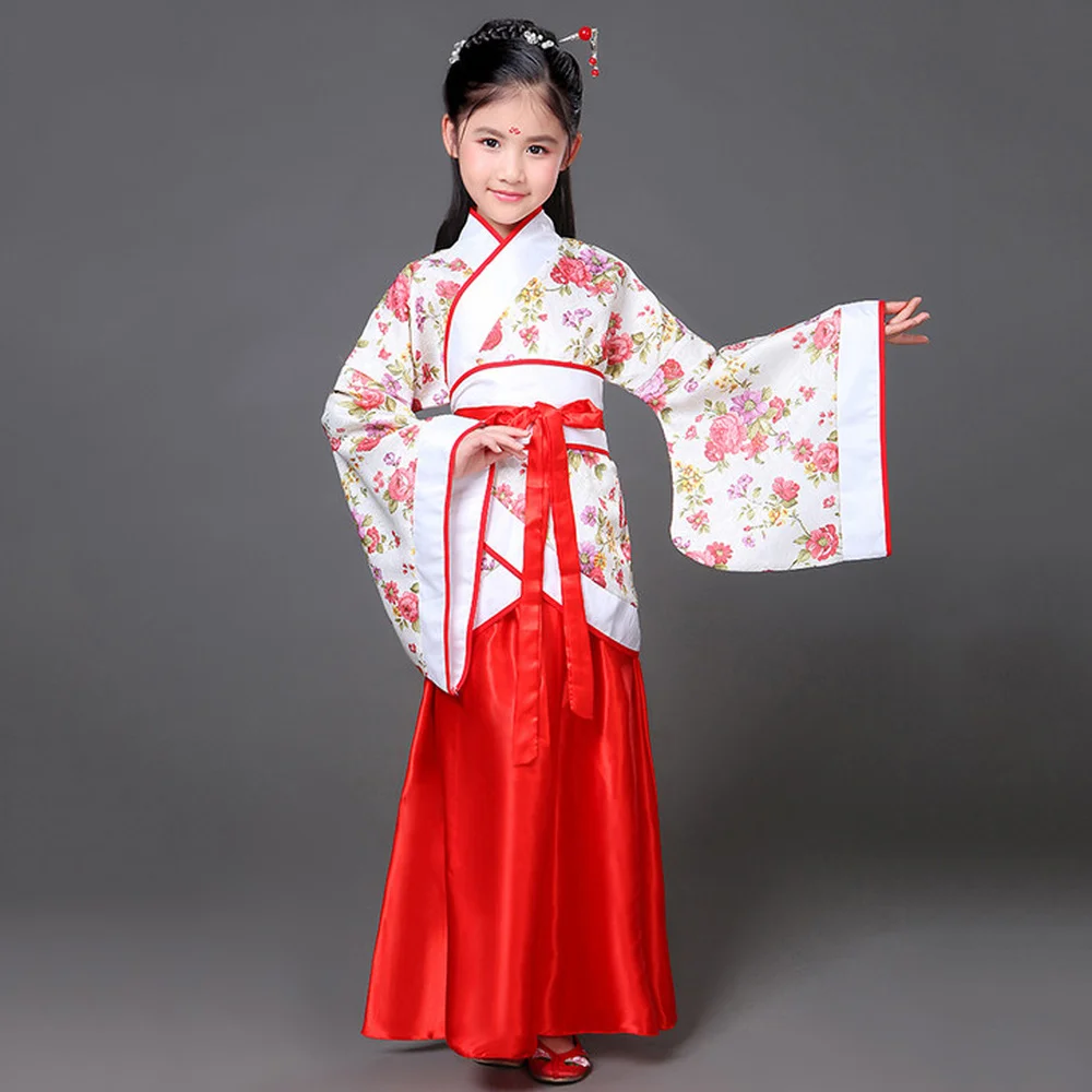 Red White Traditional Hanfu Cosplay Clothing Tang Dynasty Empress Dress Women Chinese Ancient Costume Chinese Outfit for Kids