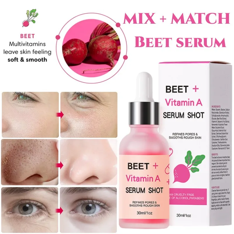 

Beet Serum Vitamin A Essence Facial Anti-aging Fade Fine Lines Moisturizing Improving Rough Shrink Pores Brighten Skin Care