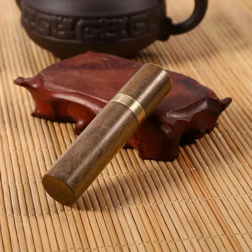 Wooden Toothpick Holder Pearwood Wood Capsule Bucket Box Hiking Portable Toothpick Needle Holder Handmade Ebony Storage Box 4