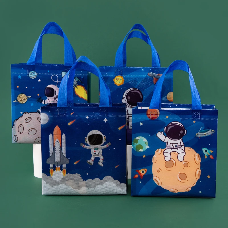 StoBag 12pcs New Non-woven Gift Tote Bags Cartoon Kids Child Fabric Package Waterproof Storage Reusable Pouch Birthday Party 2