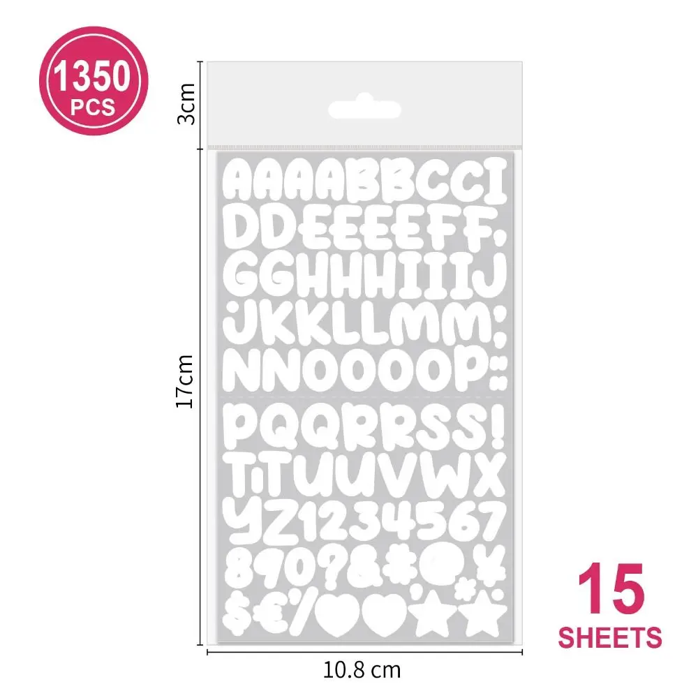 26 Letter Number Cartoon Letter Sticker 0.5 inch DIY Cartoon Initial Alphabet Paster Vinyl Adhesive Cartoon