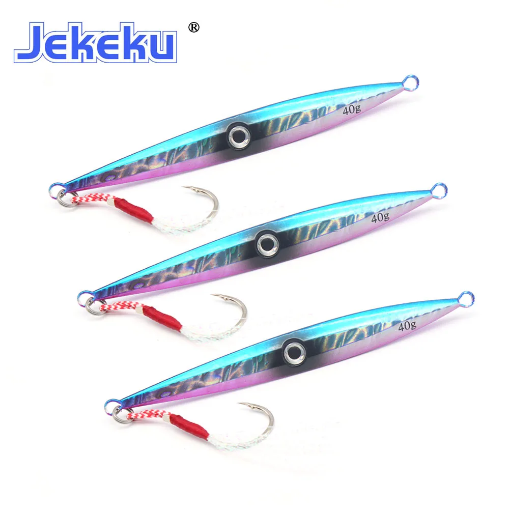 

JEKEKU 2022 NEW 4pc Metal Jig Fishing Lure with Hook 40g 60g 80g 100g 120g Jigging Fishing Lure Artificial Bait Fishing Lure