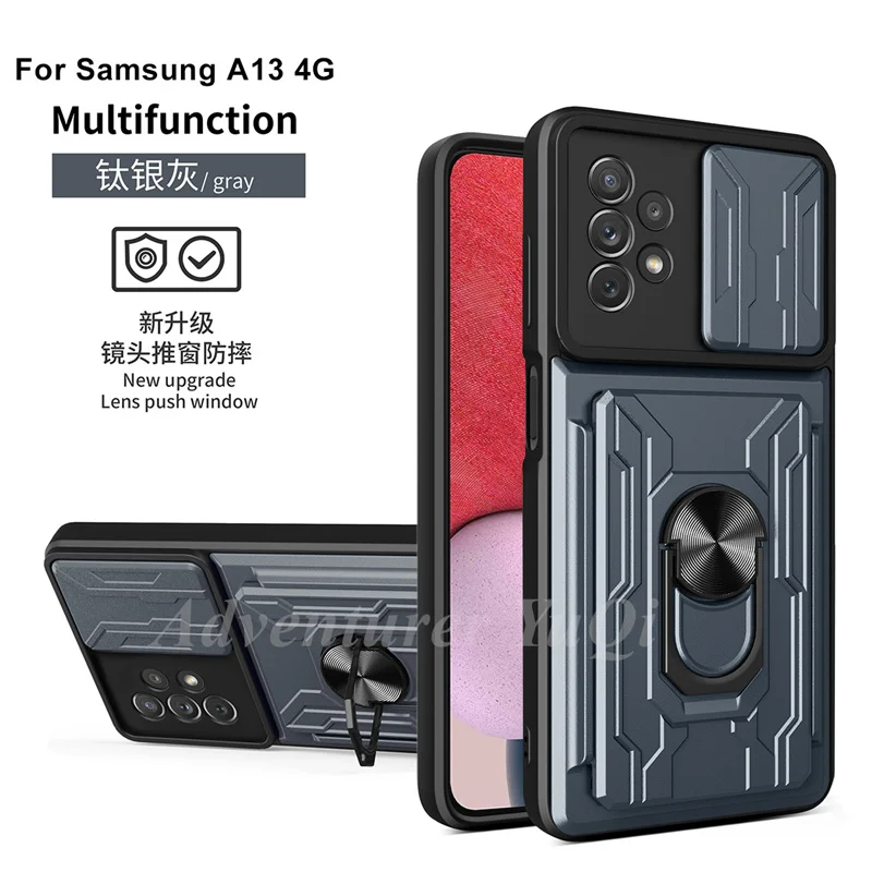 galaxy s22+ leather case Shockproof Bumper Armor Case for Samsung Galaxy A13 A12 A03 CORE S22 Ultra Plus4G 5G Anti Drop Ring Kickstand Card Pocket cheap galaxy s22+ case