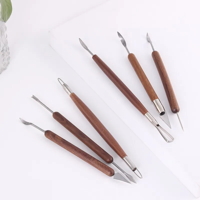 6pcs Strumento di Scultura in Acciaio Inox Cucchiaio a Doppia Testa