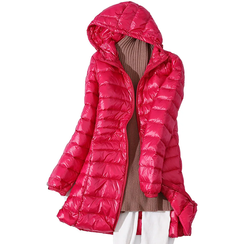 

Jacket Down Jacket Ultralight Warm Winter Women Lightweight Long Down Hooded Packable Puffer Parka Daily Hot New