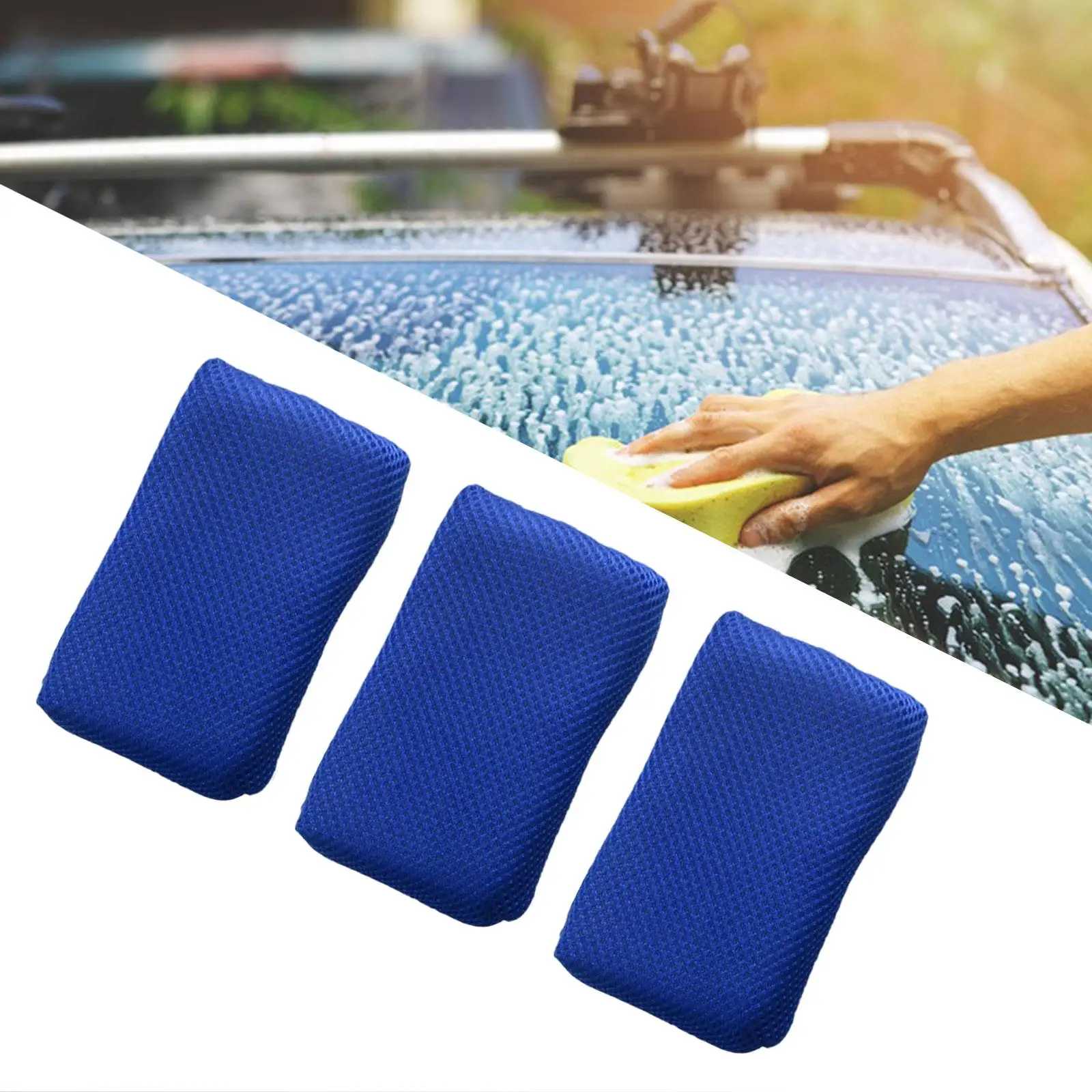 

3Pcs Car Sponges for Washing Thickened Tools Car Cleaning Supplies Multipurpose Waxing Absorbent Honeycomb Mesh Two Sided Sponge