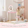 19747-0849e8.jpg MU Kids White Vanity Set w/ Lighted Mirror & Stool,Makeup Desk, Storage,Wing Pattern – Toddler Princess Dressing Table for Girls