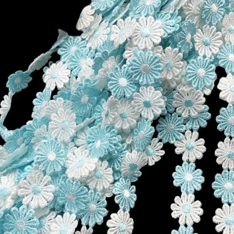 1Yard 25mm Colorful Daisy Flower Lace Trim Fabric Embroidered Ribbon DIY Crafts Decorations Sewing Patchwork Material Supplies