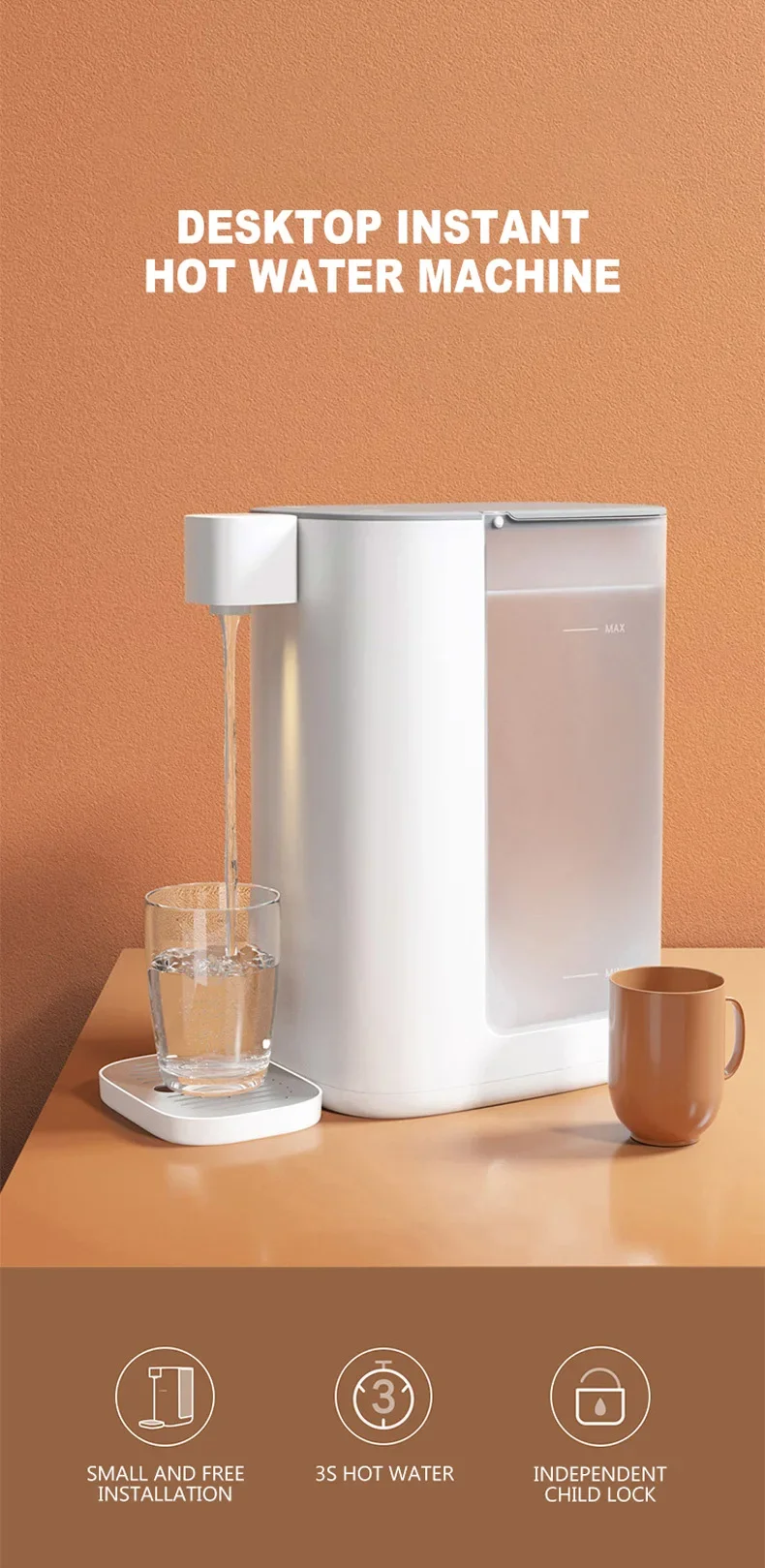 Description Picture 2 of itemWater Dispenser Portable Heater Instant Water Dispenser 3L Electric Boiling Kettle Home Smart Appliances Desktop