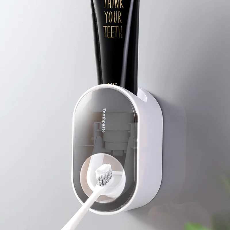 Bathroom accessories set Toothpaste dispenser squeezer Automatic Toothpaste Dispenser Wall Mount Dust-proof Storage Holder