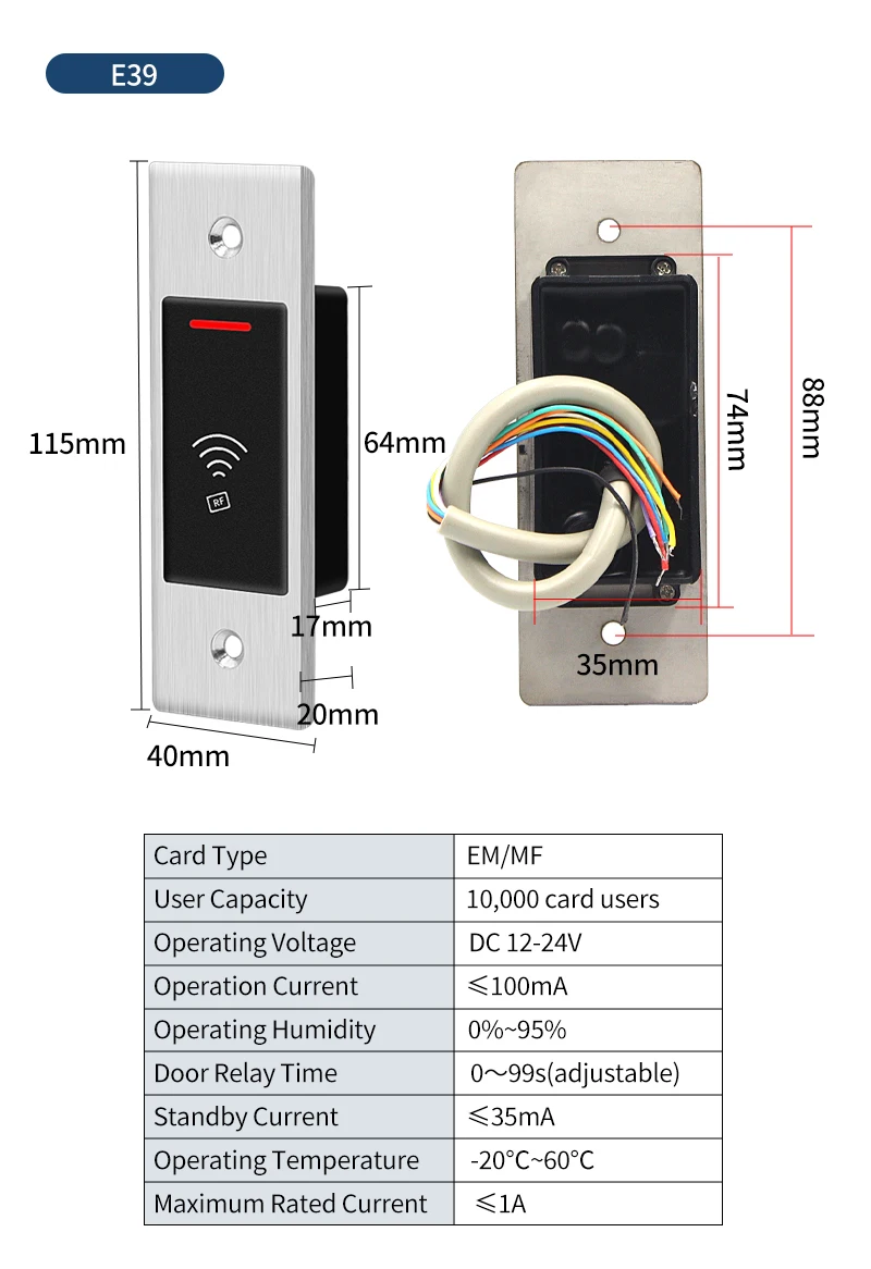 9-18V 125Khz RFID Reader Keyless Door Opener Metal Access Control Keypad IP66 Wa