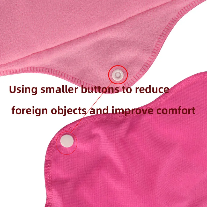 Sanitary Pad Set Pink Fleece 5pcs Cloth Menstrual Pads Reusable Washable Waterproof Solid PUL With 1 Storage Bag