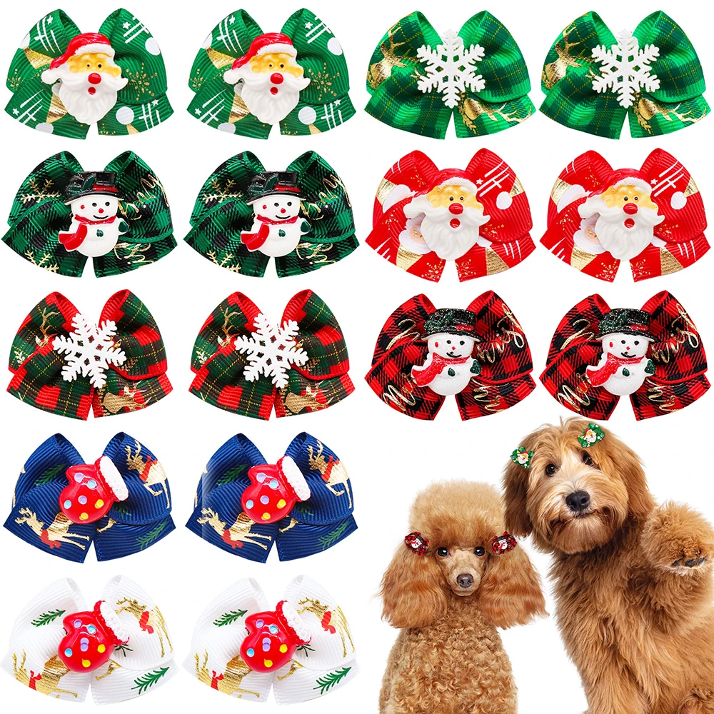 

50PCS Dog Hair Bows Small Dog Bows Rubber Bands For Christmas Dog Grooming For Dogs Hair Accessories Dogs Pets Accessories