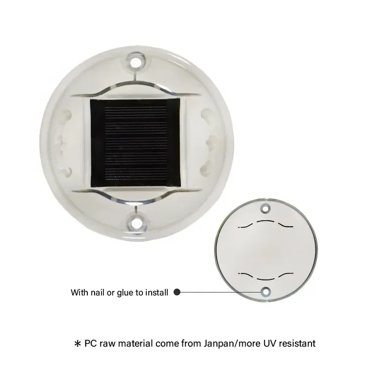 Description Picture 5 of itemRound Solar Rechargeable Safety Warning Light Road Stud Outdoor 10 Led Reflector Waterproof Underground Ground Lighting Light