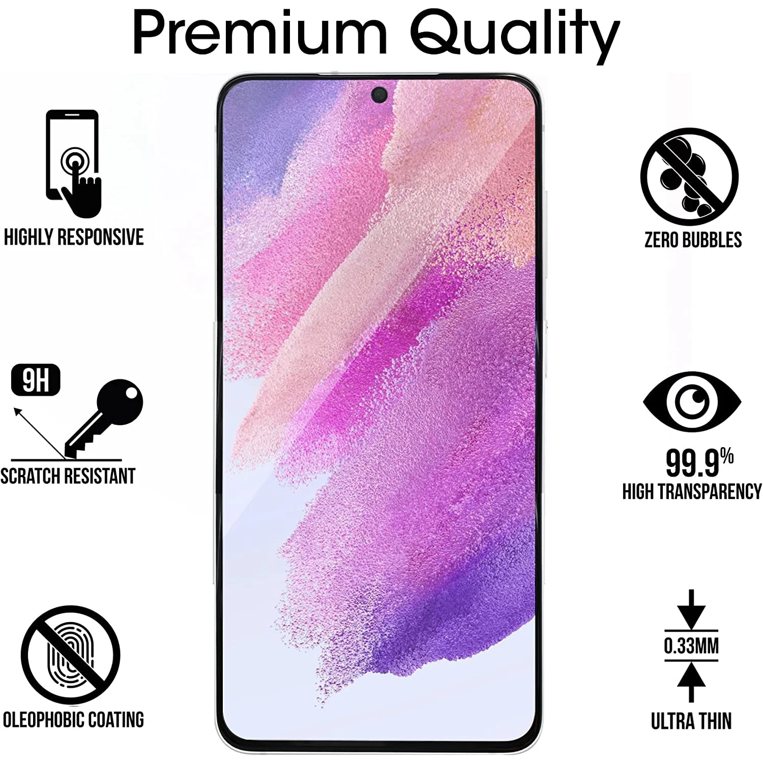 Premium 9H Tempered Glass Screen Protector Film (2/4 Pack)
